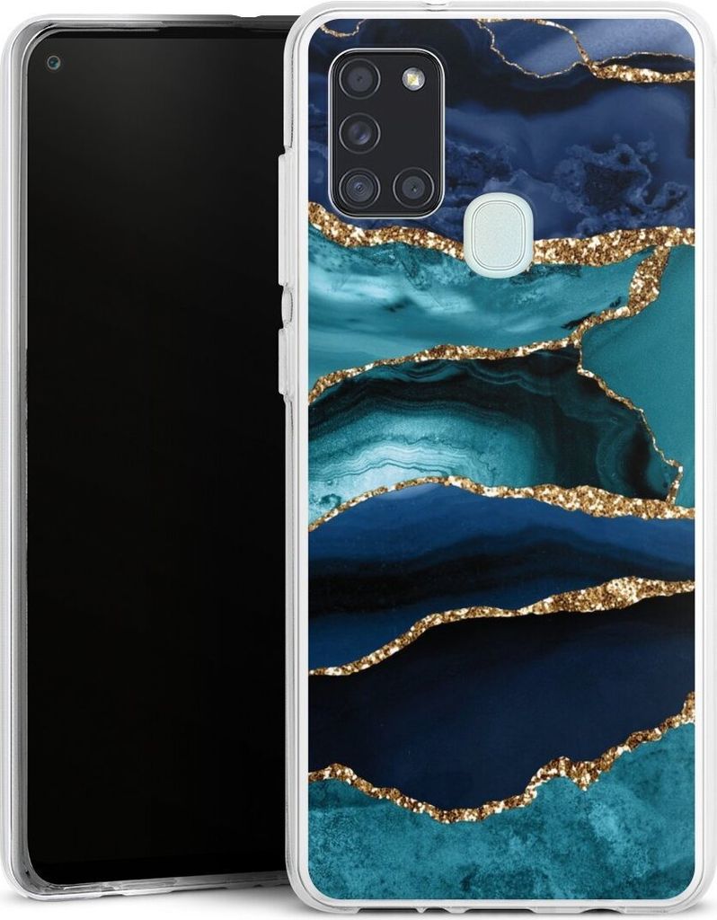 DeinDesign Handyhülle für Samsung Galaxy A21s Silikon Hülle Case Smartphone Schutzhülle Glitzer Look Marmor Trends