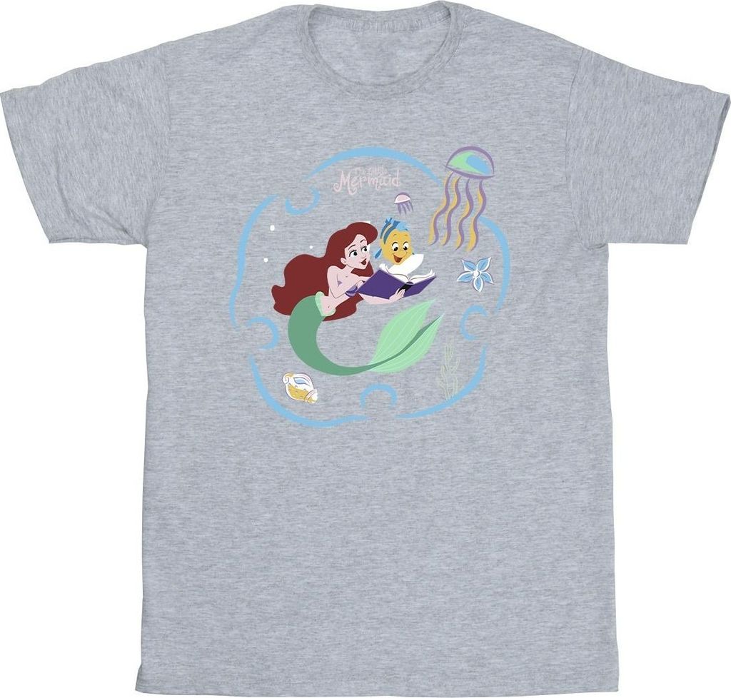 Disney - "The Little Mermaid Reading A Book" T-Shirt für Herren BI50144 (S) (Grau)