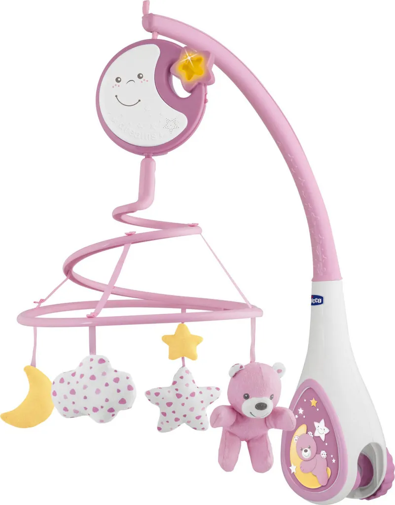 Mobile Chicco Next 2 Dreams avec Bruit Blanc et Peluche Teddy Bear Rose