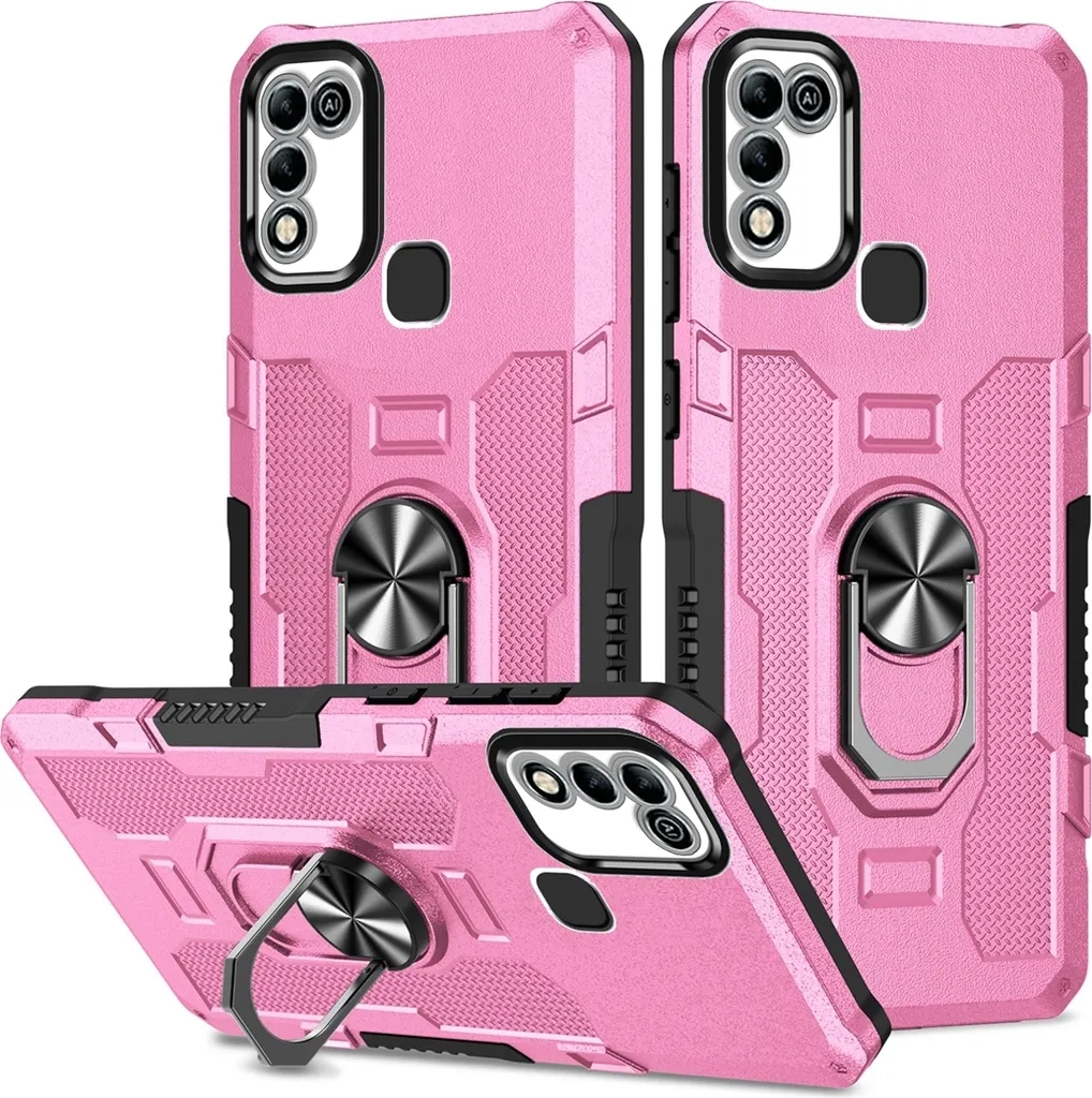 Cover Antiurto Infinix Hot 10/11 Play Rosa: Protezione Militare con Ring