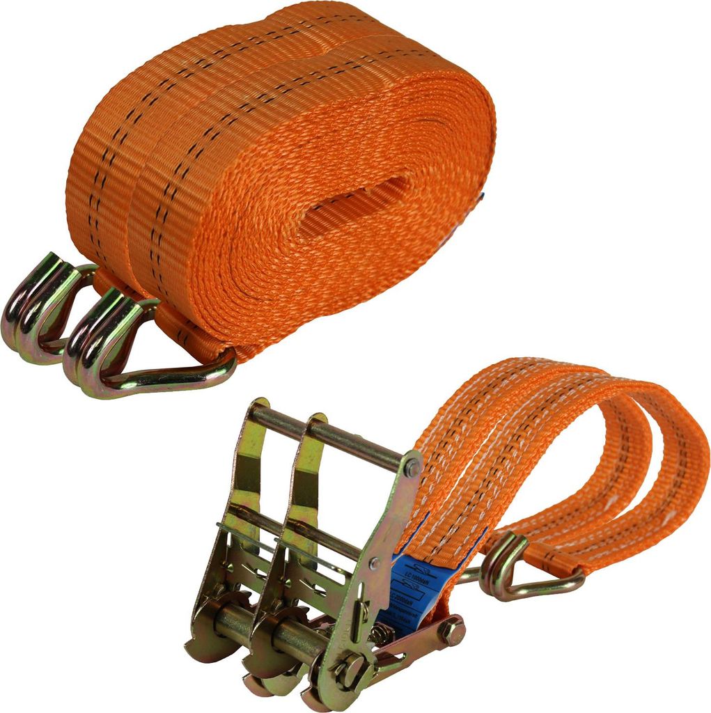 2x Profi Ratschen Spanngurt Spanngurte Zurrgurt 2-tlg 6m 2t 2to 2000kg ORANGE