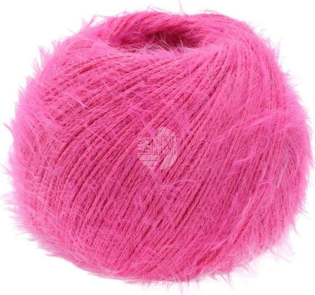 A ball of pink yarn with a fuzzy texture.