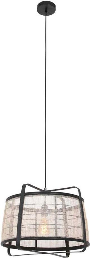 Hängeleuchte, Holz, Metall, schwarz, H 160 cm