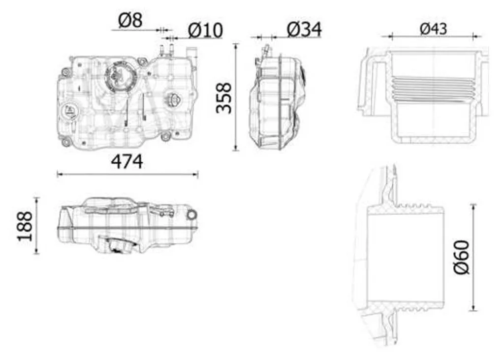 Vase d'expansion MAHLE CRT 270 000S pour camions SCANIA G II d'origine