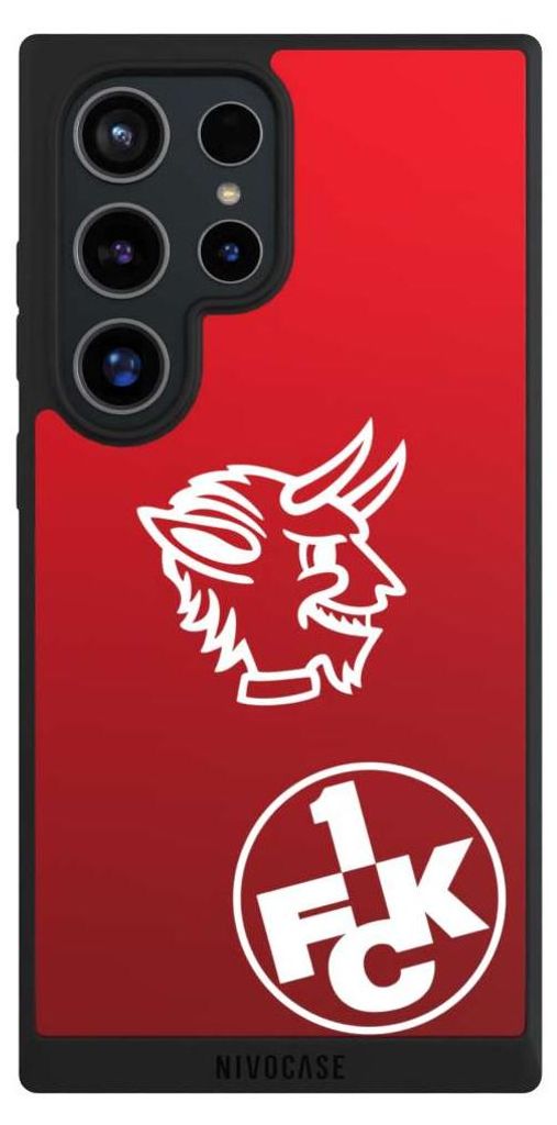 NIVOCASE Handyhülle für Samsung Galaxy S24 Ultra Hülle NIVOpure Case Schwarz 1. FC Kaiserslautern Offizielles Lizenzprodukt Teufel