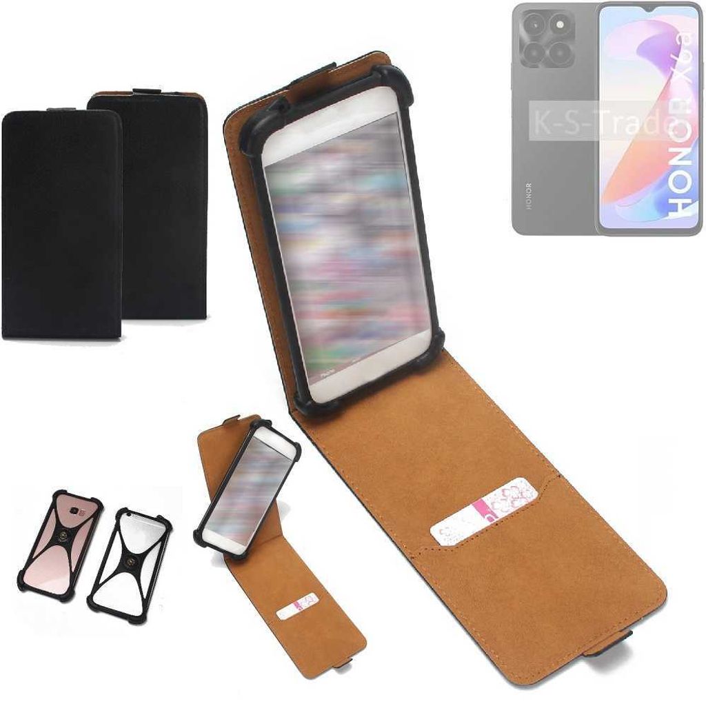 K-S-Trade Handyhülle Schutzhülle kompatibel mit Honor X6a Hülle Case Cover Flip Style Bumper schwarz 1x