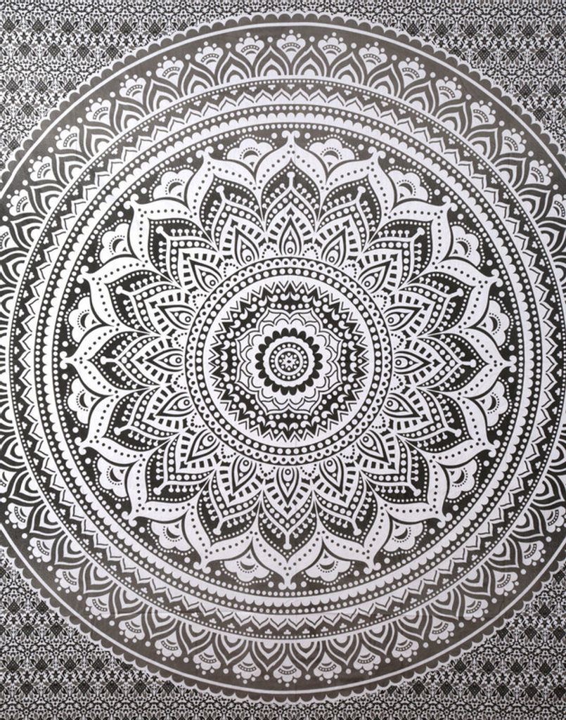 ele ELEOPTION Wandteppich Indian Mandala Wanddeko grau 150 x 205 cm 