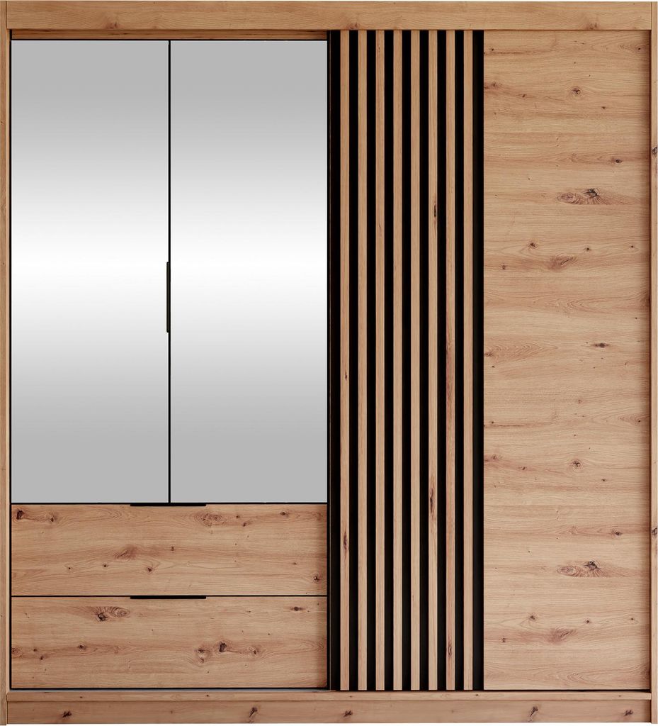 MIRJAN24 Kleiderschrank Majorka 203, Schlafzimmer, Drehtürenschrank, mit Kleiderstange, Modern, Garderobenschrank (Farbe: Artisan Eiche)