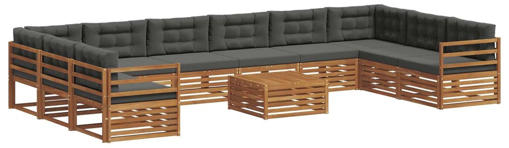 vidaXL Sofagarnituren 11 pcs Natur und Anthrazit Massivholz Akazie