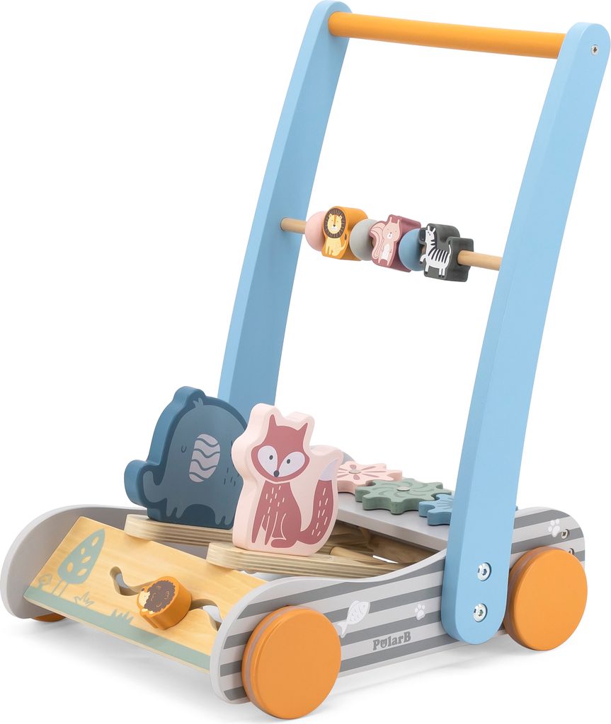Lauflernwagen aus Holz mit Aktivitäten Viga Zoo Produktbild 