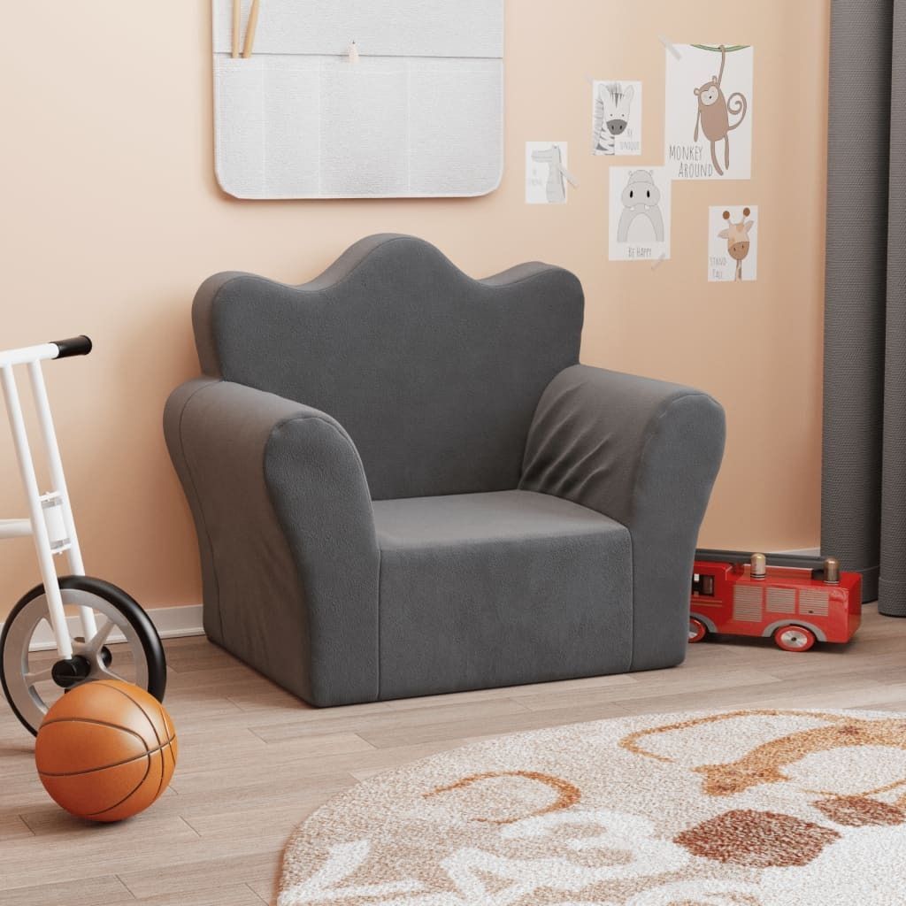 Cloris DesignMöbel Kindersofa Anthrazit Weich Plüsch , Kinderschränke 2024 Neu