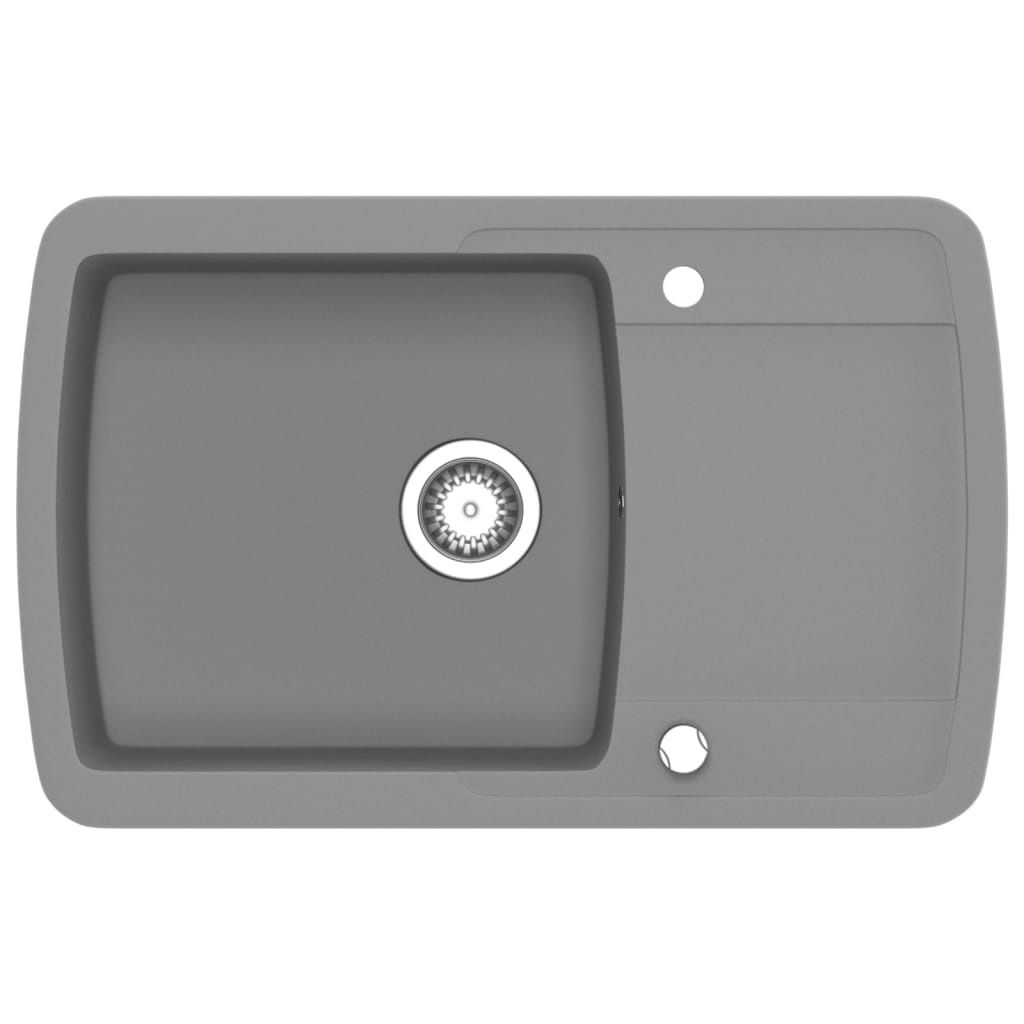 dkd-home-decor Granitspüle Einzelbecken Grau 780 x 500 x 310 mm