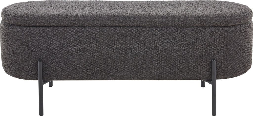 SalesFever Bettbank mit Stauraumfunktion | aufklappbar | Bezug Bouclé Stoff | Metallgestell | B 110 x T 40 x H 44 cm | anthrazit – schwarz