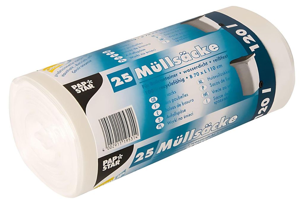 Sacs poubelle, LDPE, 120l, 110x70cm, transparent Image du produit 