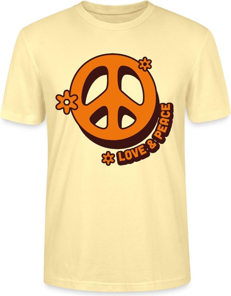 Spreadshirt Love And Peace Retro Hippie Style Design Y2K Uni Bio T-Shirt, XXL, Creme