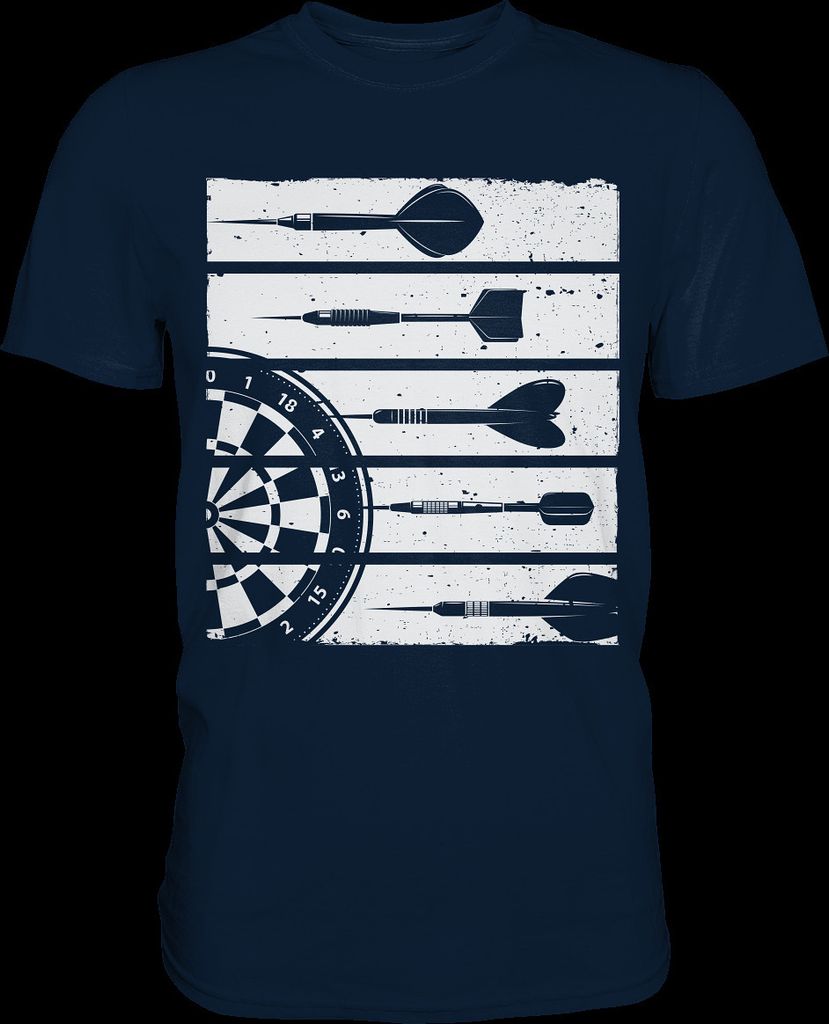 Retro Dartscheibe Dart Team Darts Pfeile T-Shirt – Navy / M Produktbild 