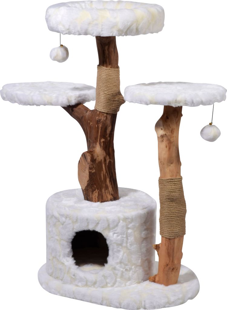 dobar Design-Kratzbaum "Frosty" mit Naturstämmen und Produktbild