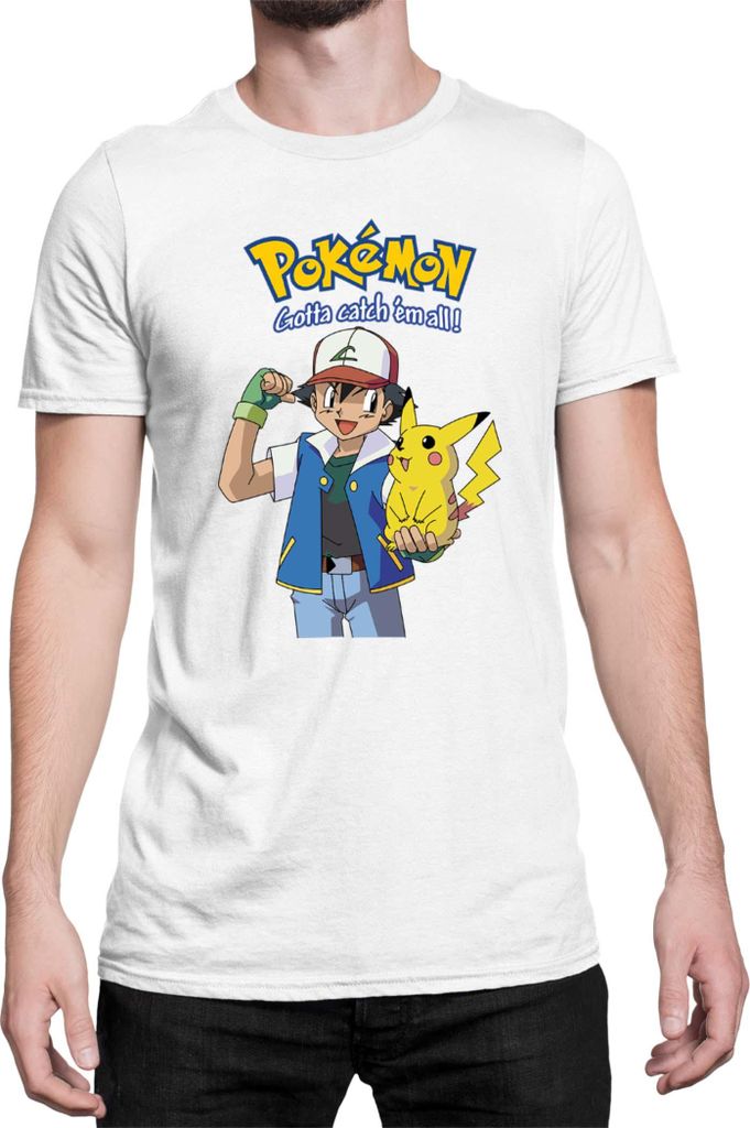 Herren T-Shirt Japan Manga Anime Comics Pokemon 012, Man XL / Weiß