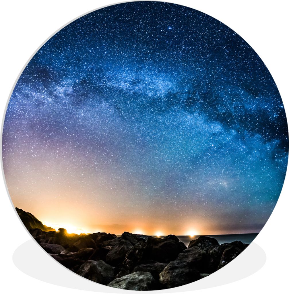 MuchoWow Rundes Wandbild - Runde Bilder Galaxie - Universum - Sonne - Jungen - Mädchen - Kinder Ø 30 cm Kreis Wanddekoration Kunststoff - Wandk...