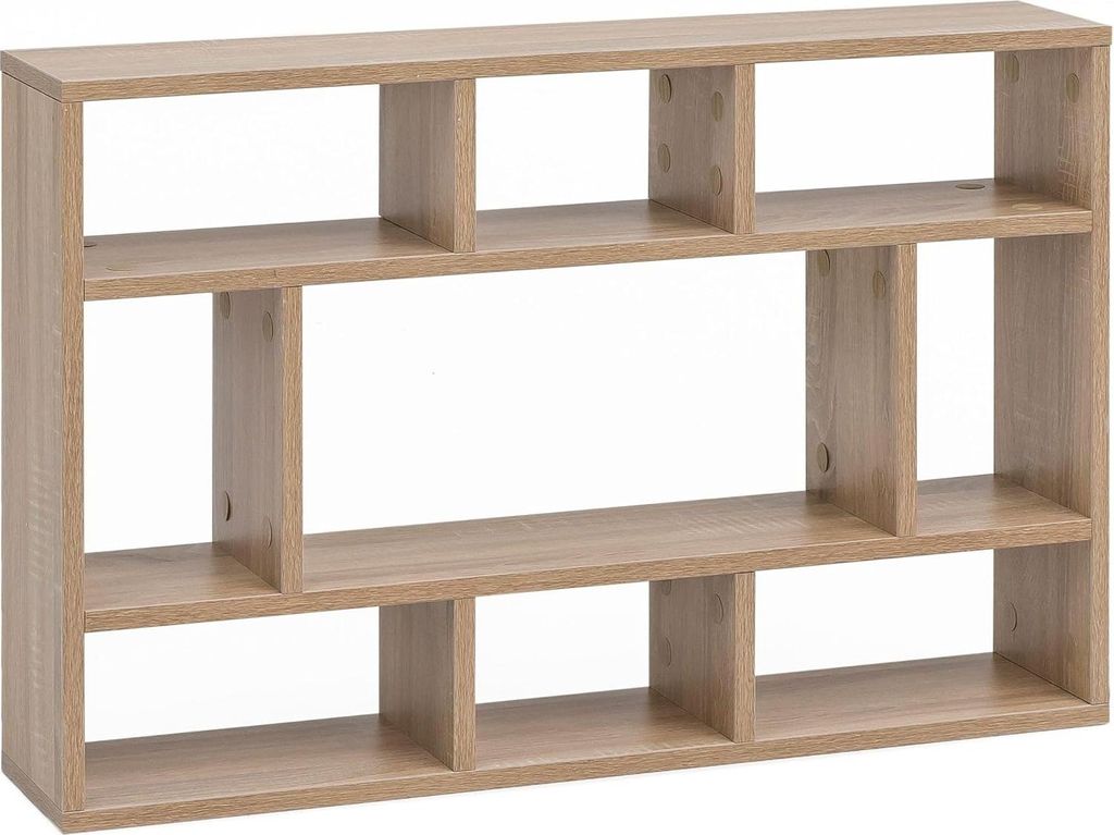 Wandregal - Sonoma Eiche - Modernes Holz-Wandregal - Design Schweberegal - Dekoratives Regal für das Wohnzimmer - Schmale Bücherregal - 75x51x16cm