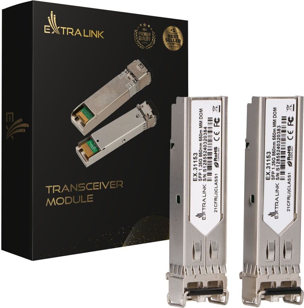 Extralink SFP 1.25G 2er-Pack Moduł SFP, 1,25Gbps, LC/UPC, 850nm, 550m, multi mode, DOM
