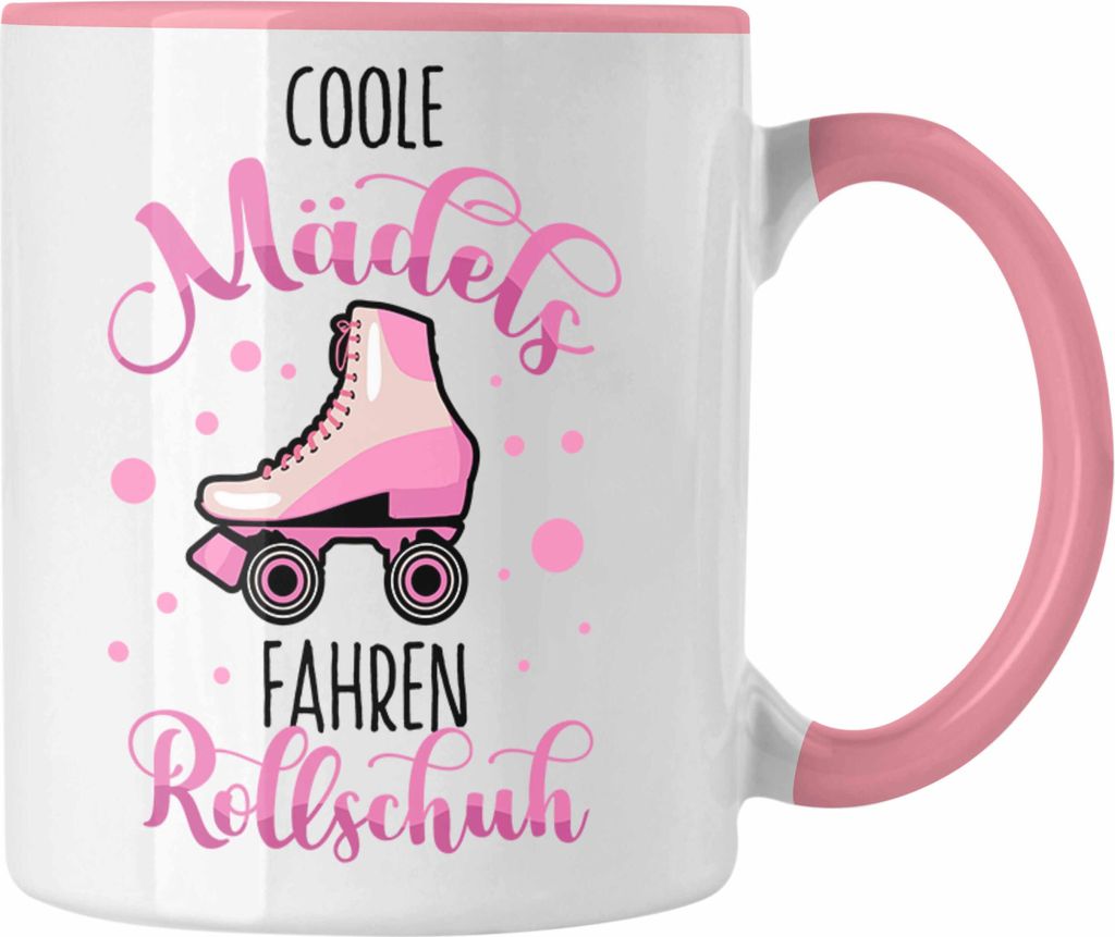 Trendation - Lustige Rollschuh-Tasse Geschenk für Rollschuhfahrerinnen Coole Mädels Fahren Rollschuh (Rosa)