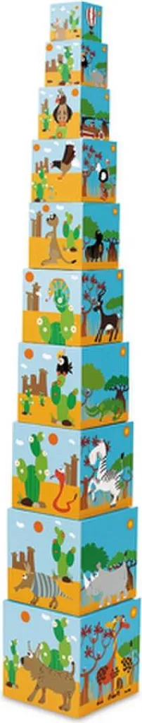 Jeu d'empilage Pyramide Animaux pour stimuler la motricité fine des bébés