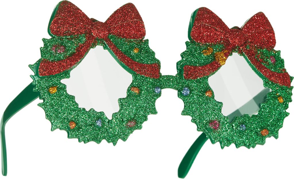 dressforfun® Spaßbrille Weihnachtskranz mit Schleife Produktbild 