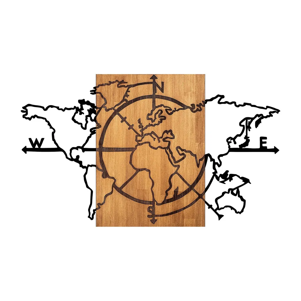 Habiller un Mur Vide : Mappemonde Métal Noir Wallity Largeur 118 cm - 4