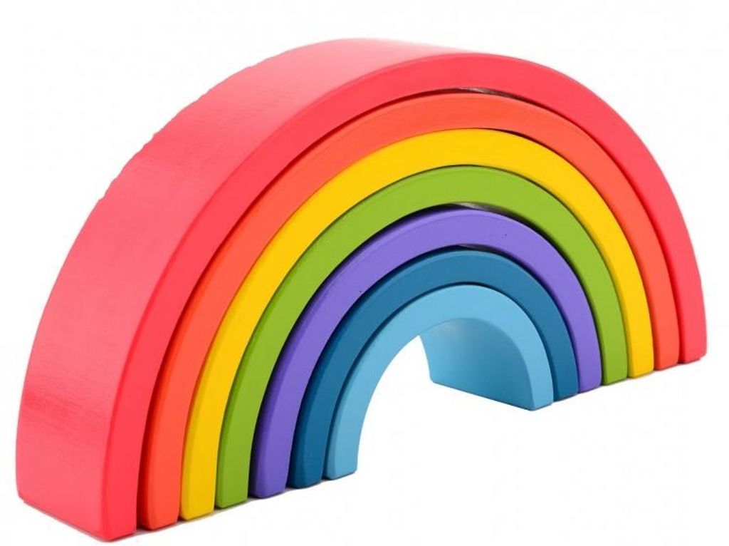 Jouéco Houten Regenboog Stapeltoren, 7-delig, Montessori Productafbeelding 
