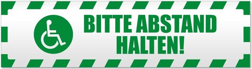 Bitte Abstand halten! Motiv 2 gestreift - Hinweis Aufkleber Sticker für Auto, Kfz, Fahrrad, PKW, LKWGrün - 60 x 16 cmBitte Abstand halten! Motiv ...