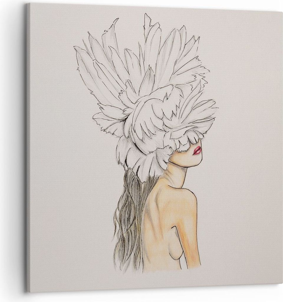 Bild auf Leinwand - Leinwandbild - Einteilig - Mode Frau Zeichnung - 50x50cm - Wand Bild - Wanddeko - Wandbilder - Leinwanddruck - Bilder - Wanddek...
