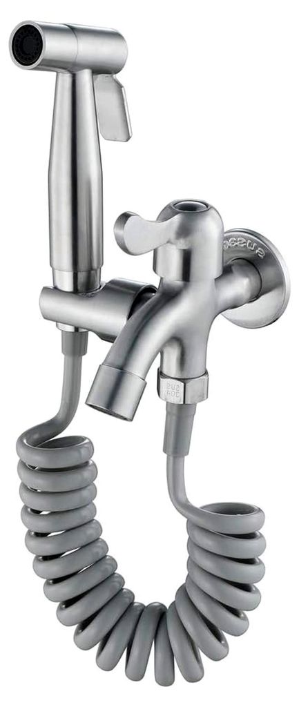 Edelstahl-Bidet-Wasserhahn-Set, einzelnes Kaltwasserventil Shattaf-Sprühgerät, Hand-WC-Duschbrause mit Brauseschlauch und Sockel, Stil a (Color: ...