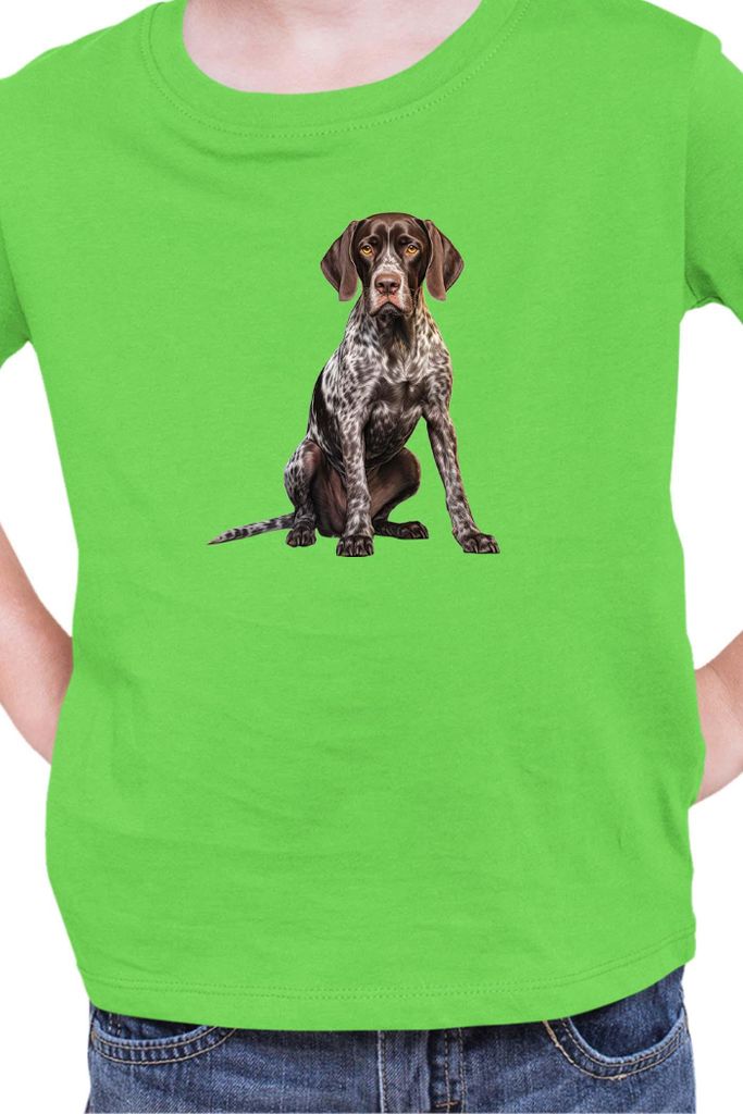 Kinder T-Shirt Dogs Breeds German Shorthaired Pointer Dog Breed 006, 3-4 Jahr - 104 / Lime