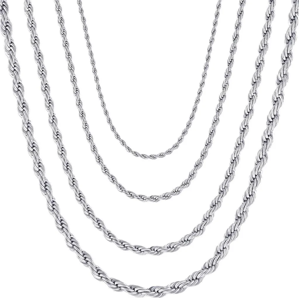 Collier acier inoxydable argent anti-noircissement maille homme 4mm