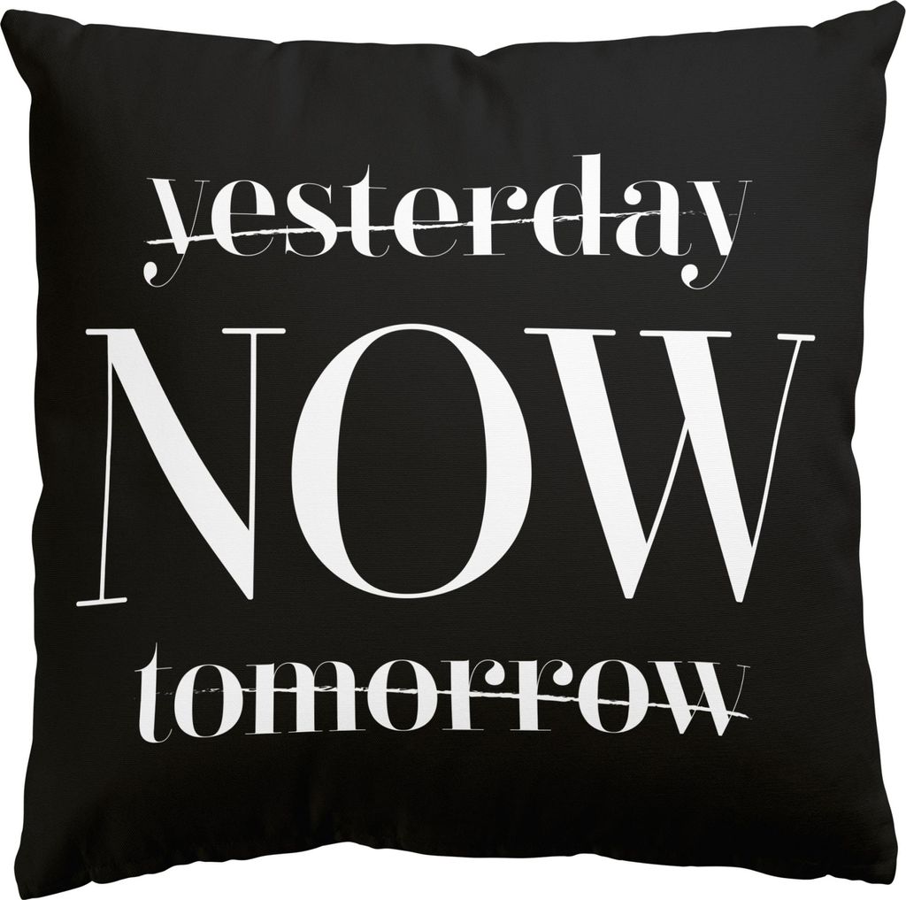 Dekokissen Sprüche drinnen / Indoor Zierkissen Canvas waschbar Motivation schwarz Sofakissen ohne Füllung