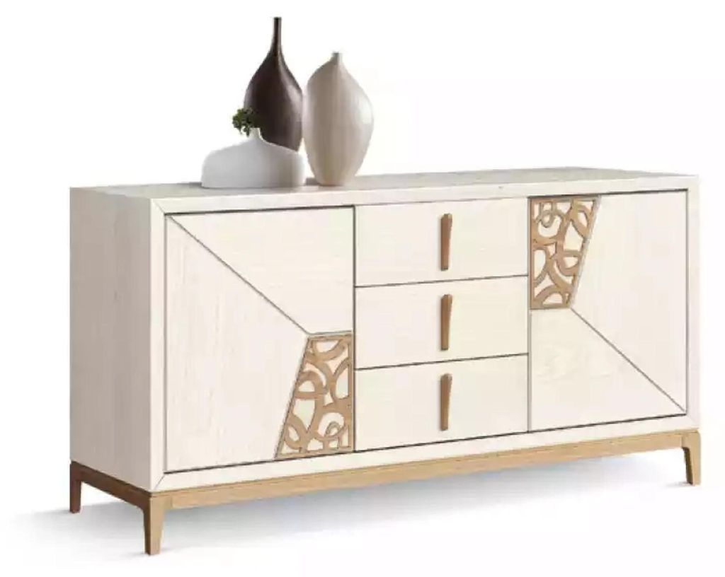 Beiges Sideboard Luxus Highboard Designer Wohnzimmer Holz Möbel Neu