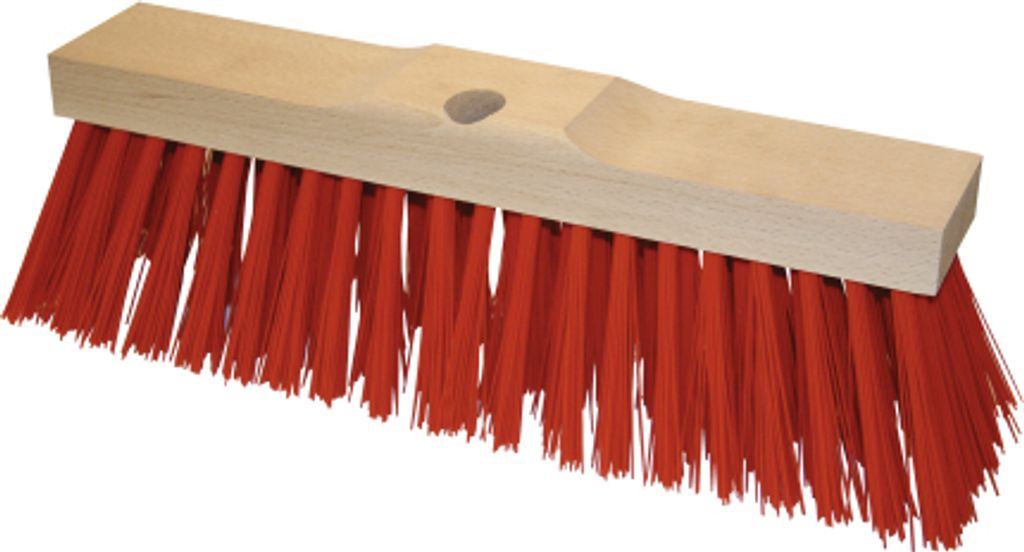 Besen mit Holzrücken, 35 cm breit, rot, ohne Stiel, mit Aufnahme für Holzstiel