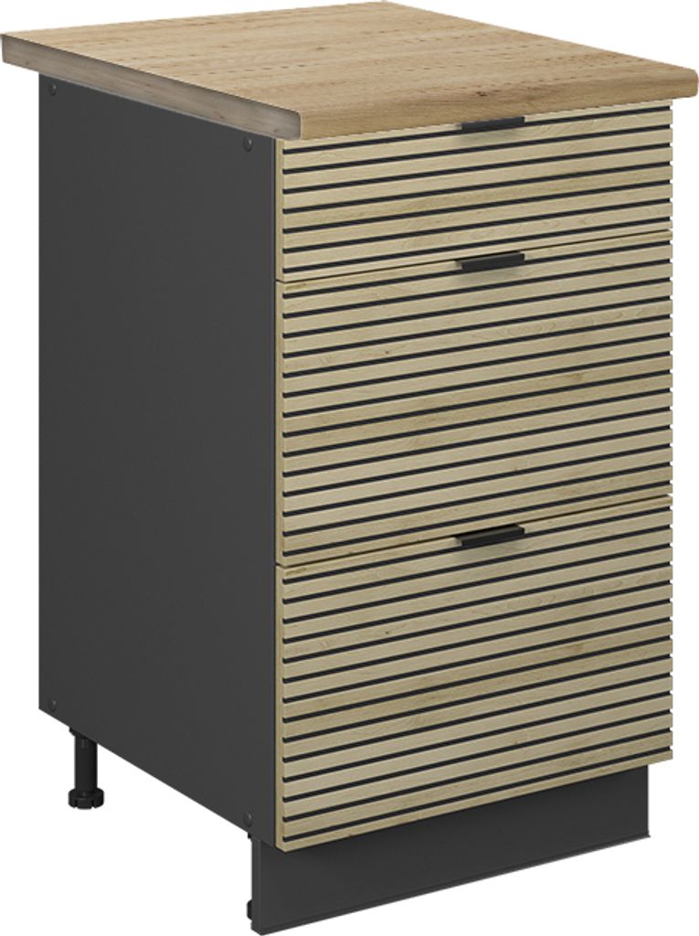 Küchenunterschrank Vicco Fame-Line Eiche Paneel 50 cm , AP Eiche, Model 51326