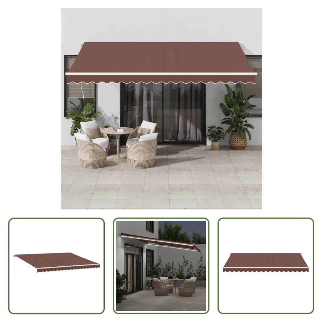 The Living Store Markise Manuell mit LED Braun 450x300 cm