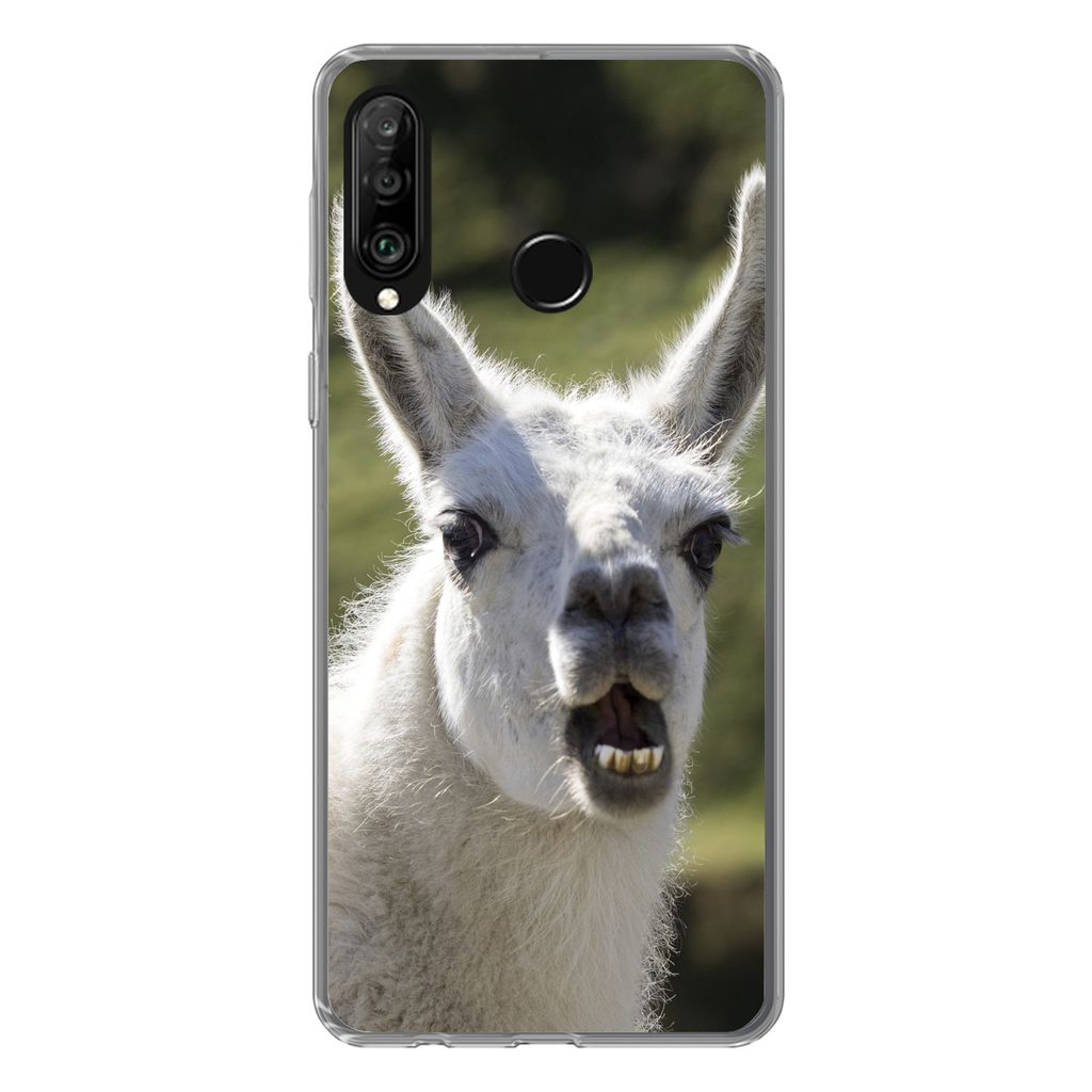 MuchoWow Handyhülle Schutzhülle Hülle für Huawei P30 Lite Lama - Lustig - Kinder - Jungen - Mädchen - Kinder Silikon Softcase Handy Hülle -...