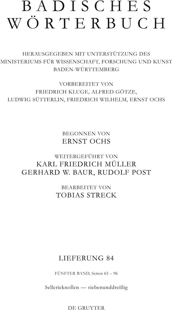 Badisches Wörterbuch, Band V/Lieferung 84