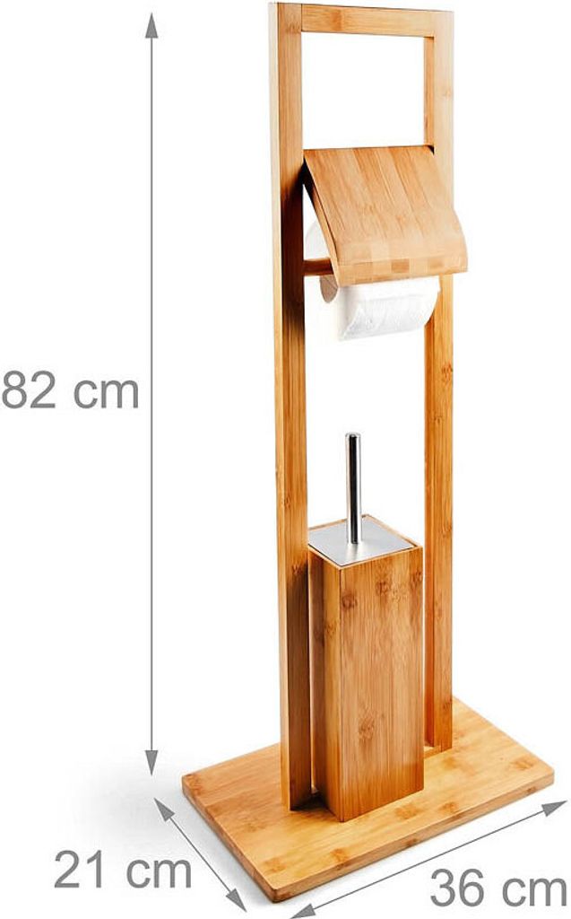 zestaw WC relaxdays brązowy, srebrne drewno Zdjęcie produktu 3