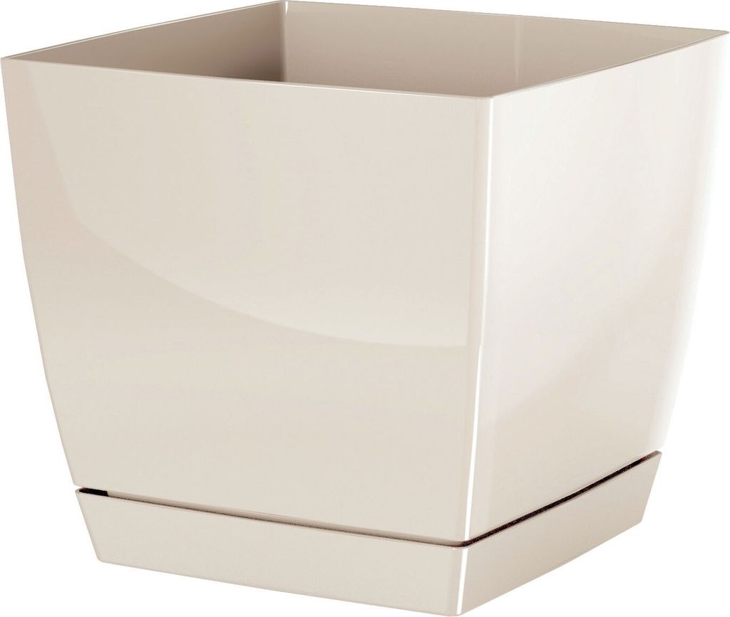 Coubi Quadratische Pflanzgefäß mit Schale Creme 10 cm