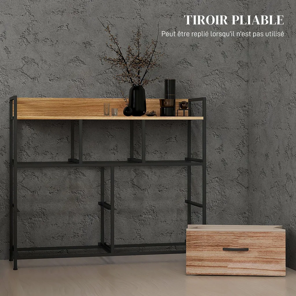 Commode 7 Tiroirs Pliants avec Structure Acier Noir Style Industriel - 6