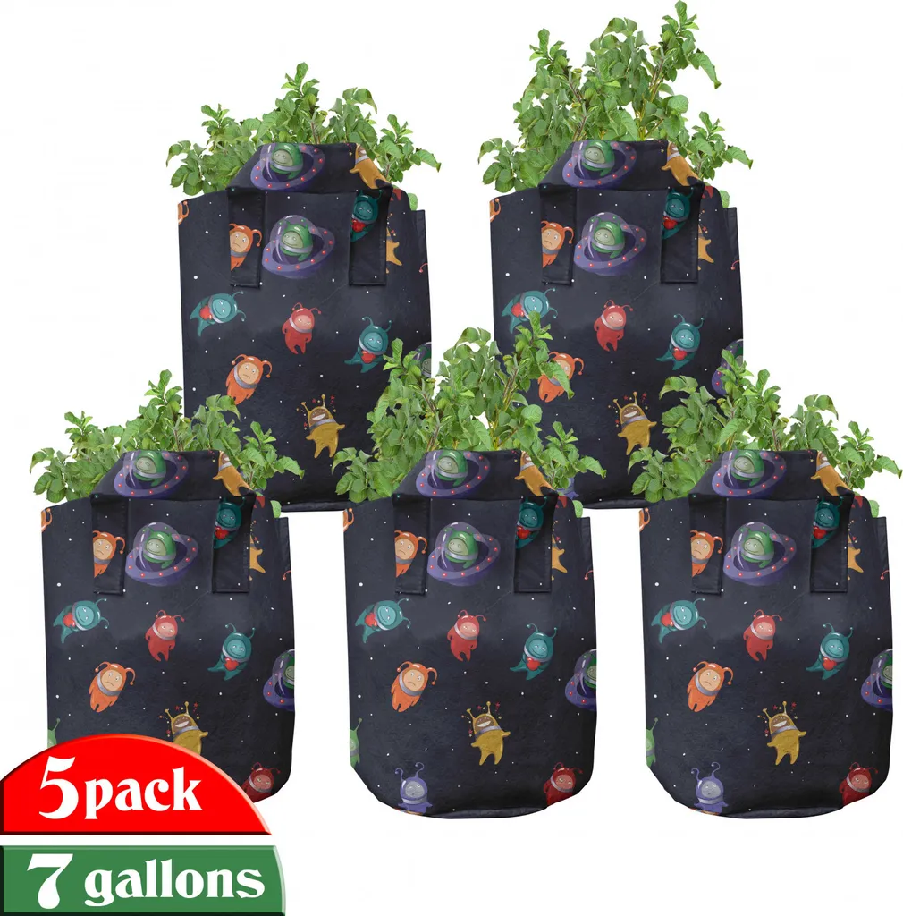 Pots de fleurs en tissu avec poignées 26L pour potager et balcon - 5pcs