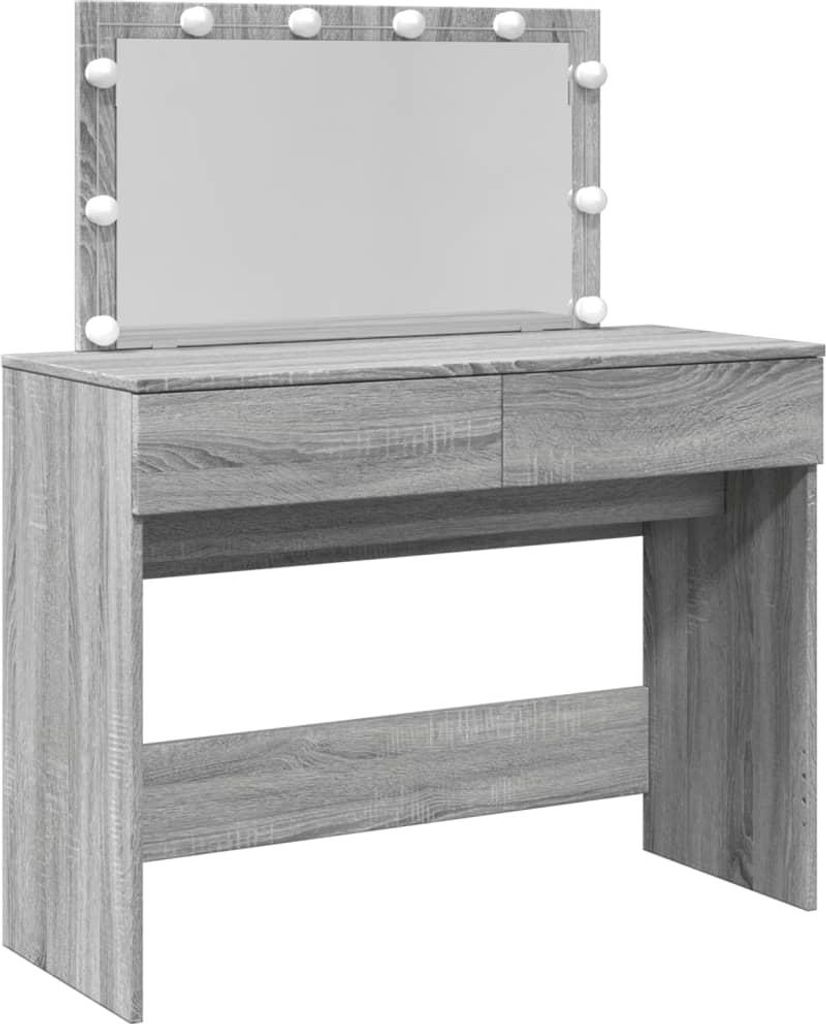 vidaXL Schminktisch mit LED-Beleuchtung Grau Sonoma 100x40x120 cm