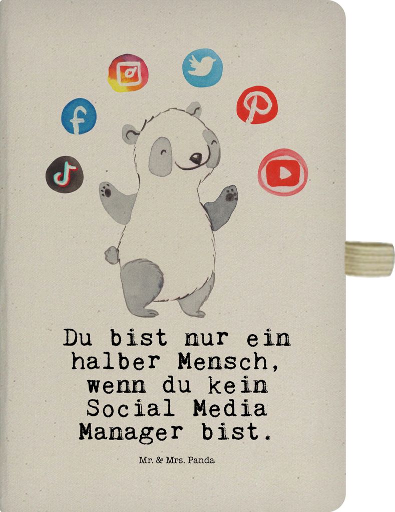 Mr. & Mrs. Panda notizbuch Social Media Manager Herz - Transparent - Geschenk, Journal, Tagebuch, Kladde, A5, DIN