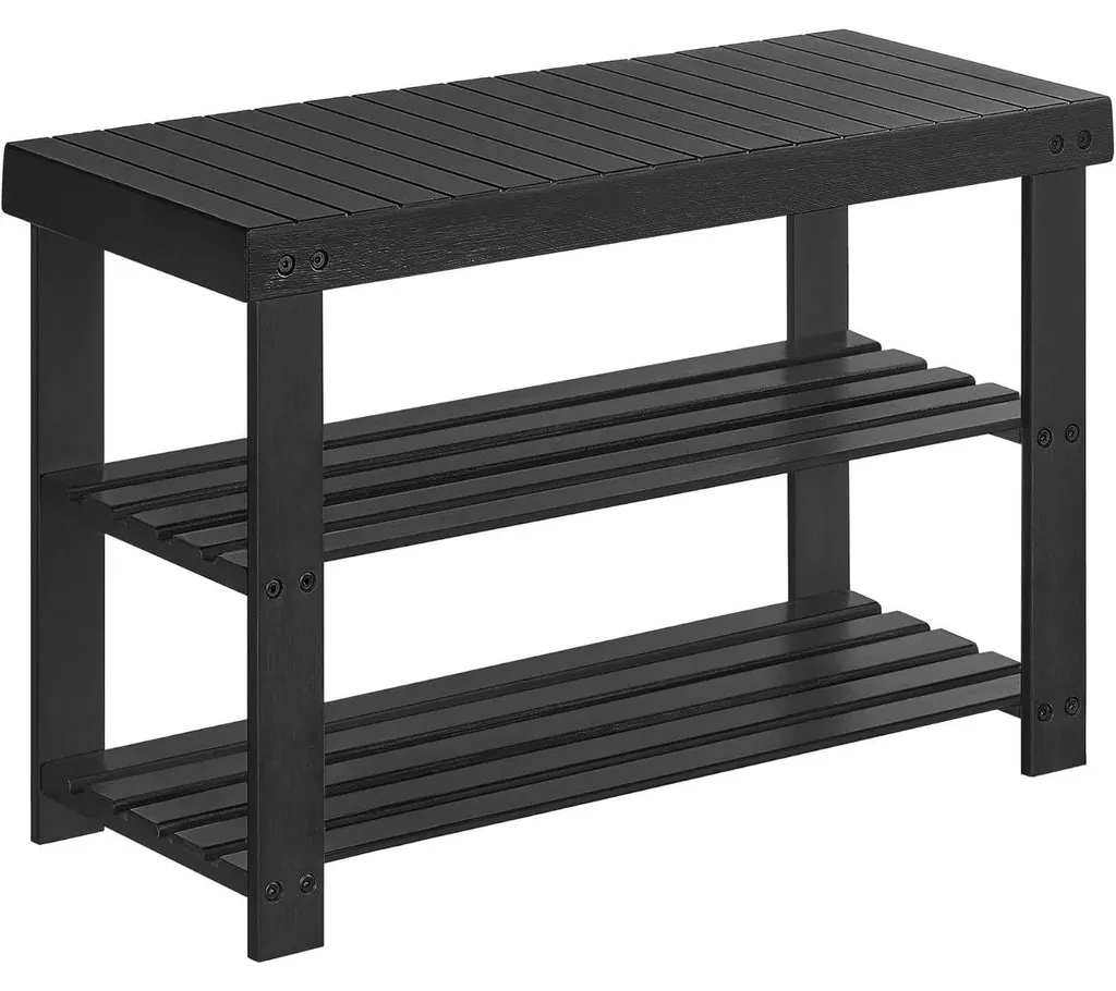 Étagère à chaussures en bambou 3 niveaux - Banc d'entrée polyvalent