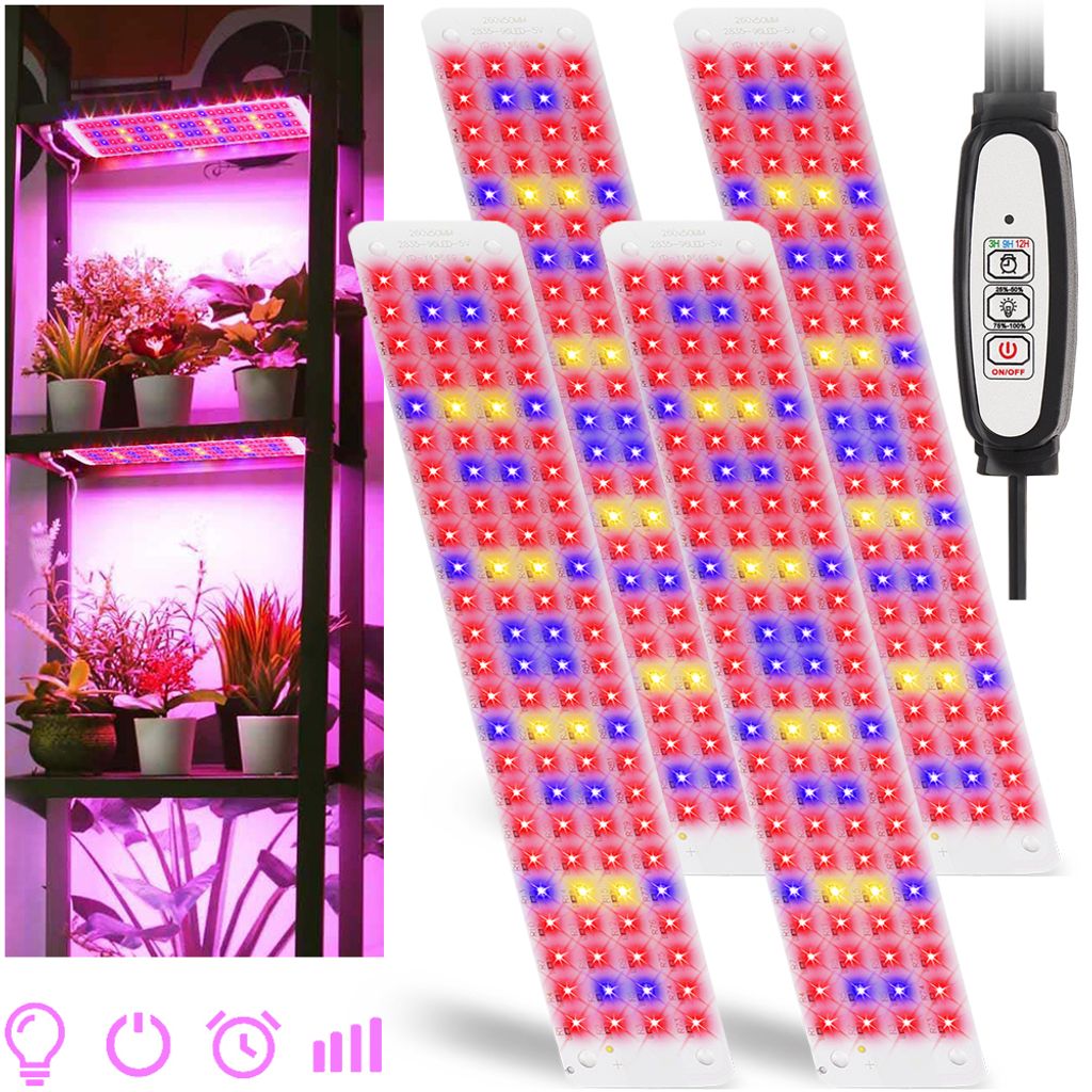 18W Pflanzenlampe LED Vollspektrum mit 3/9/12H Timer,sechs Dimmungsebenen,384 LEDs Wachsen licht Grow Light für Zimmerpflanzen,Blumen,Gemüse